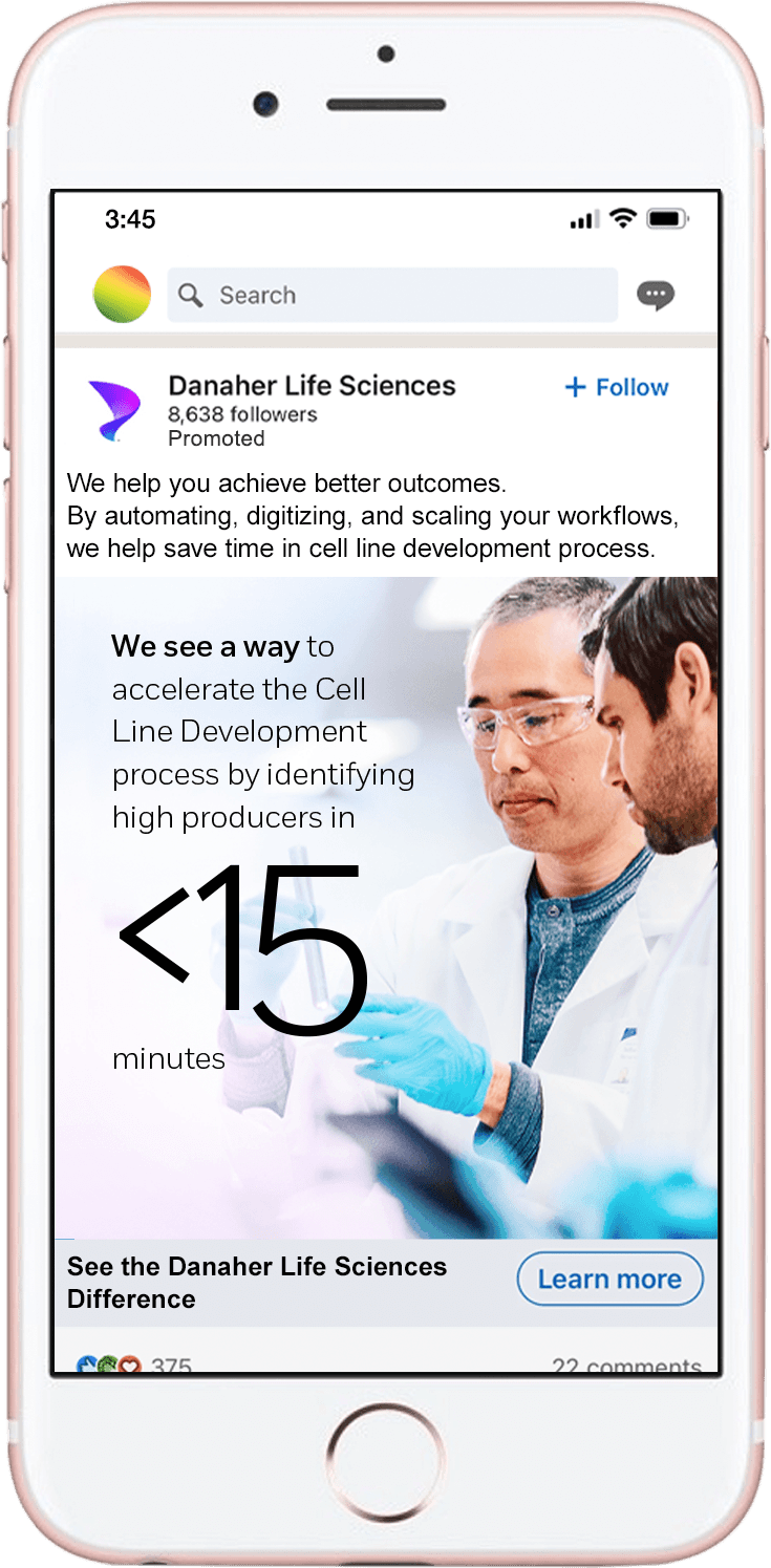 Danaher Life Sciences social media campaign ad