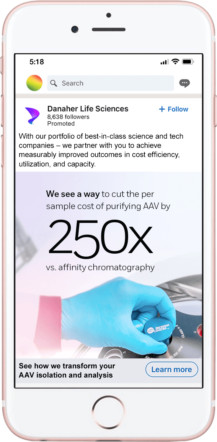 Danaher Life Sciences social media campaign ad