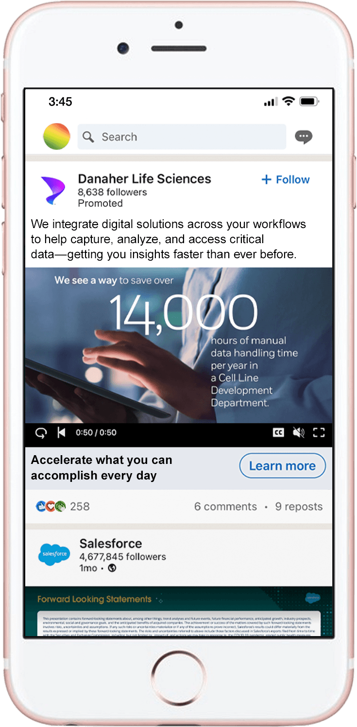 Danaher Life Sciences social media campaign ad