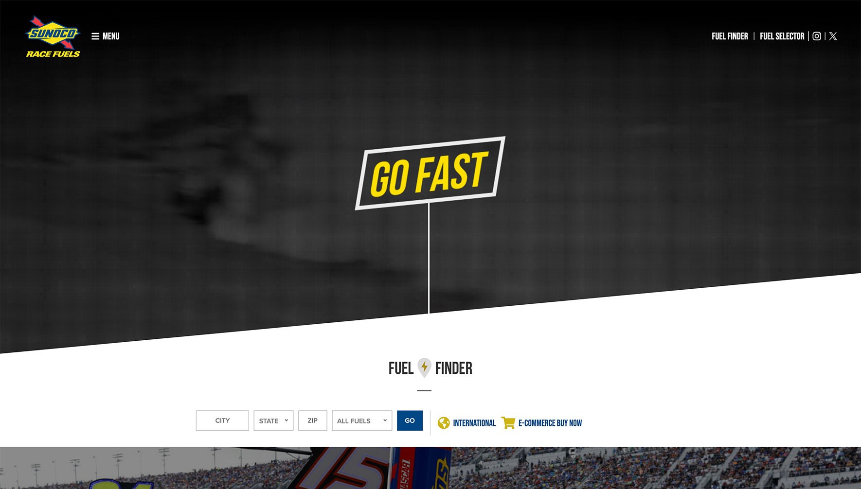 Home page responsive experience at SunocoRaceFuels.com