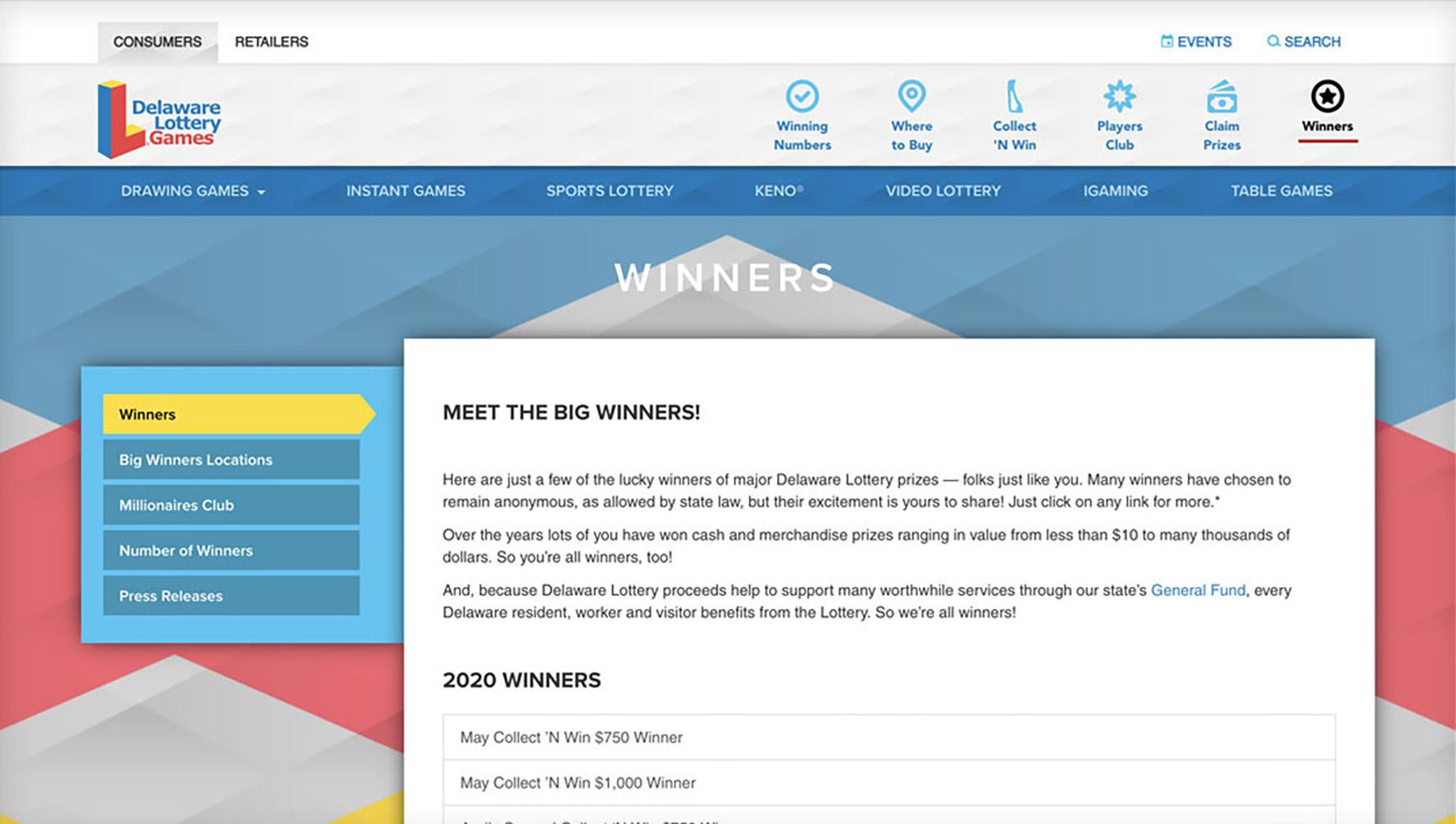 Delaware Lottery website