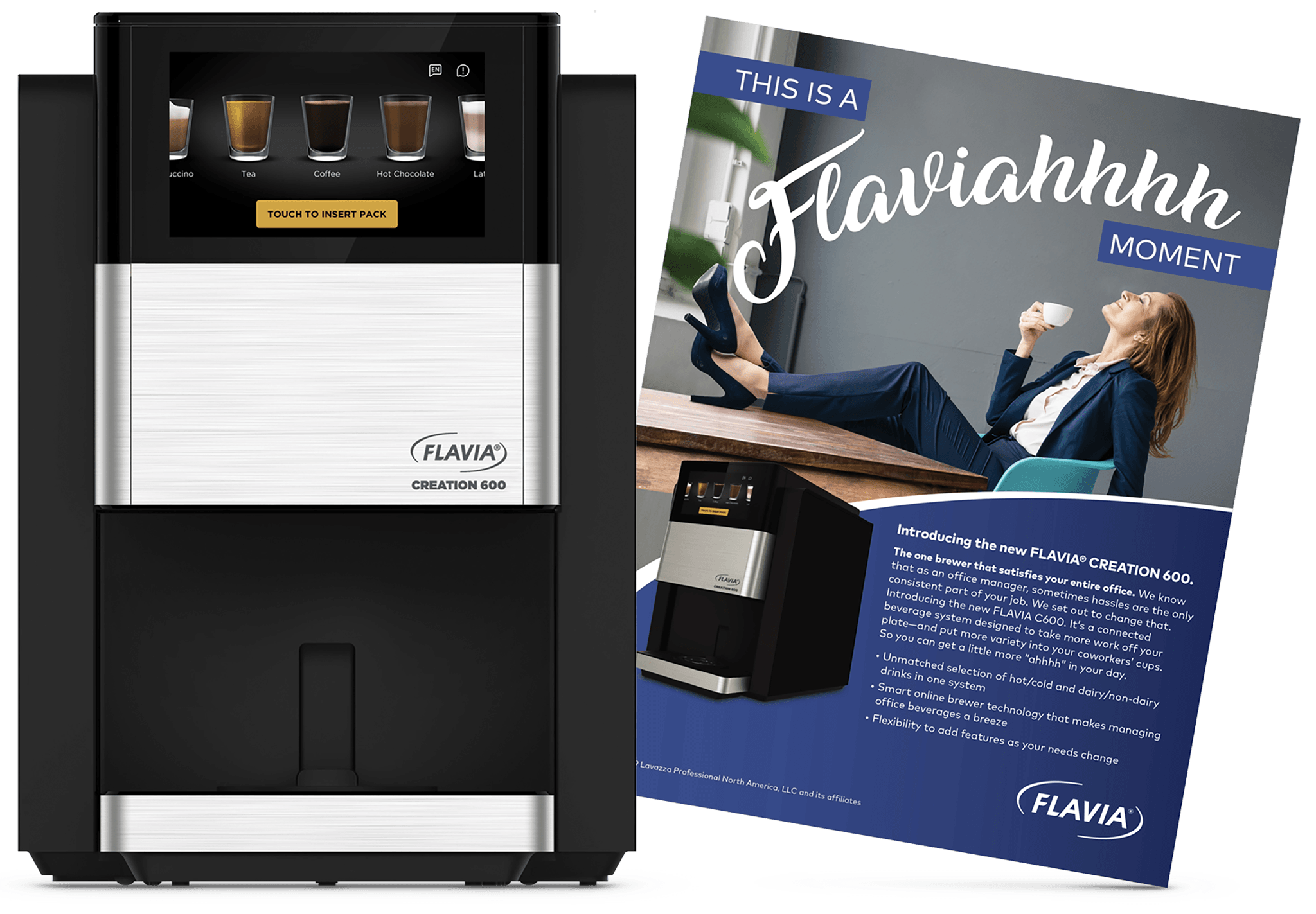 Flavia coffee machine and print ad